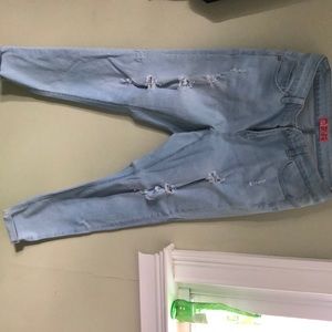 Denim jeans with rips